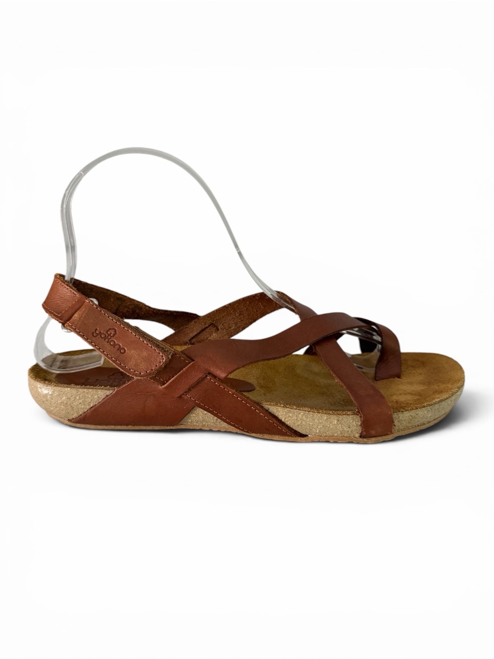 YOKONO Brown Leather Comfort Strappy Sandals Made in Spain size 7.5